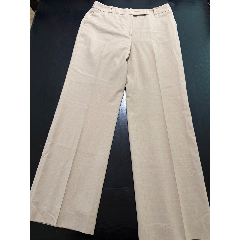 Ann Taylor LOFT Laura Beige 100% Wool Wide Leg Dress Pants Trousers Size 12